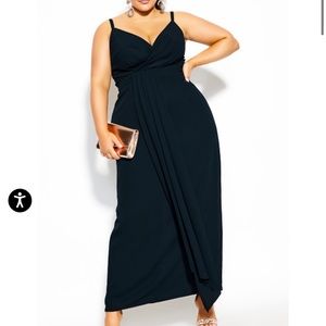 NWT City Chic So Swish Maxi Surplice Dress - navy Size 22